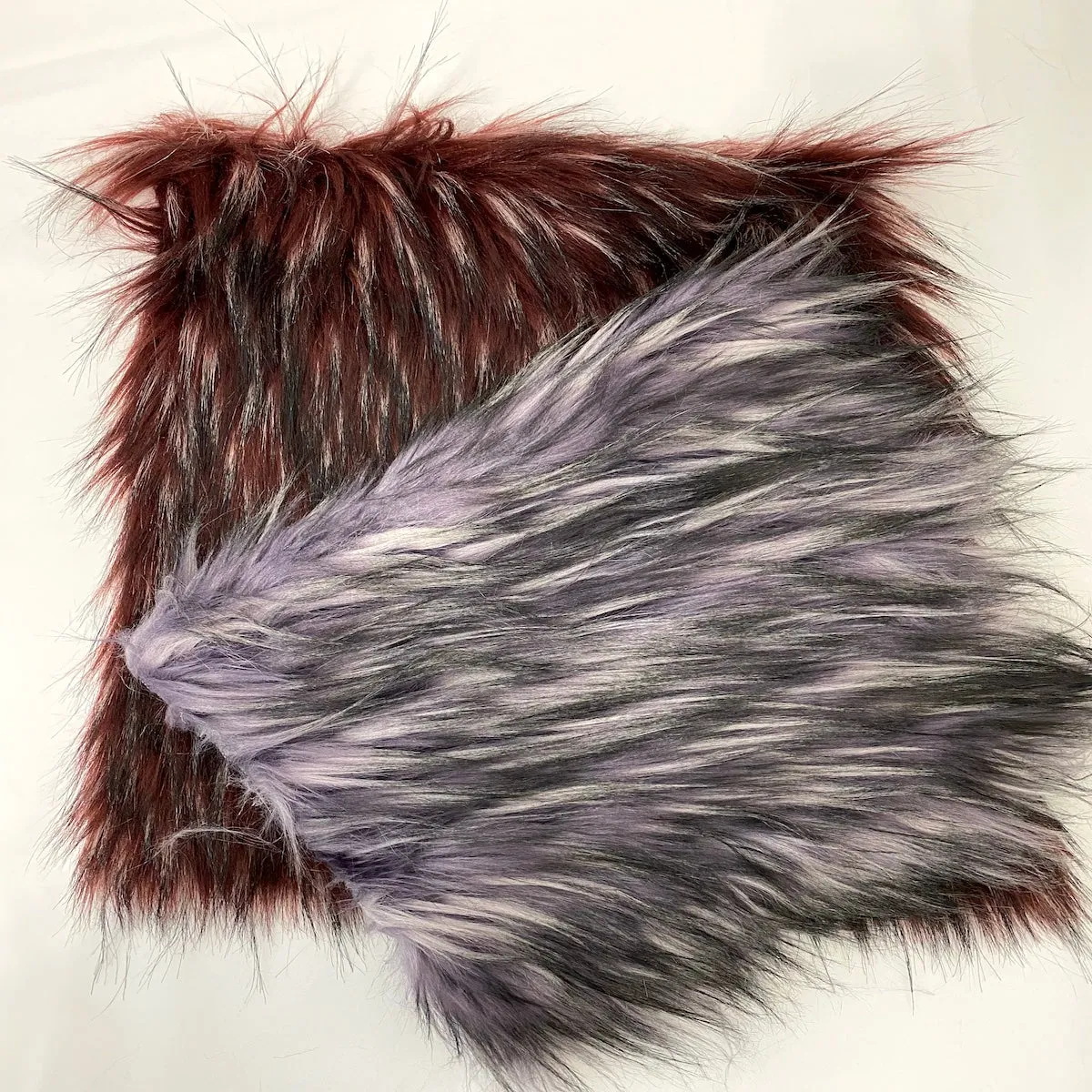 Purple Multicolor Husky Print Shaggy Faux Fur Fabric