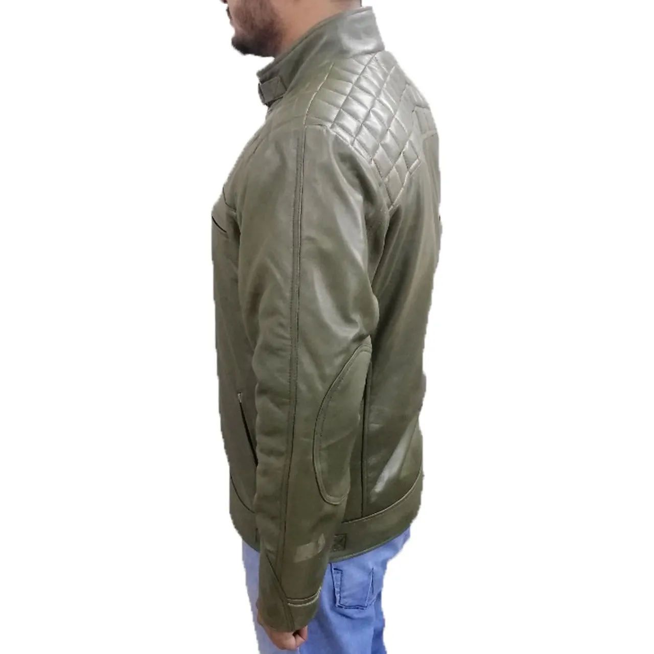 Quilted Green Leather Jacket