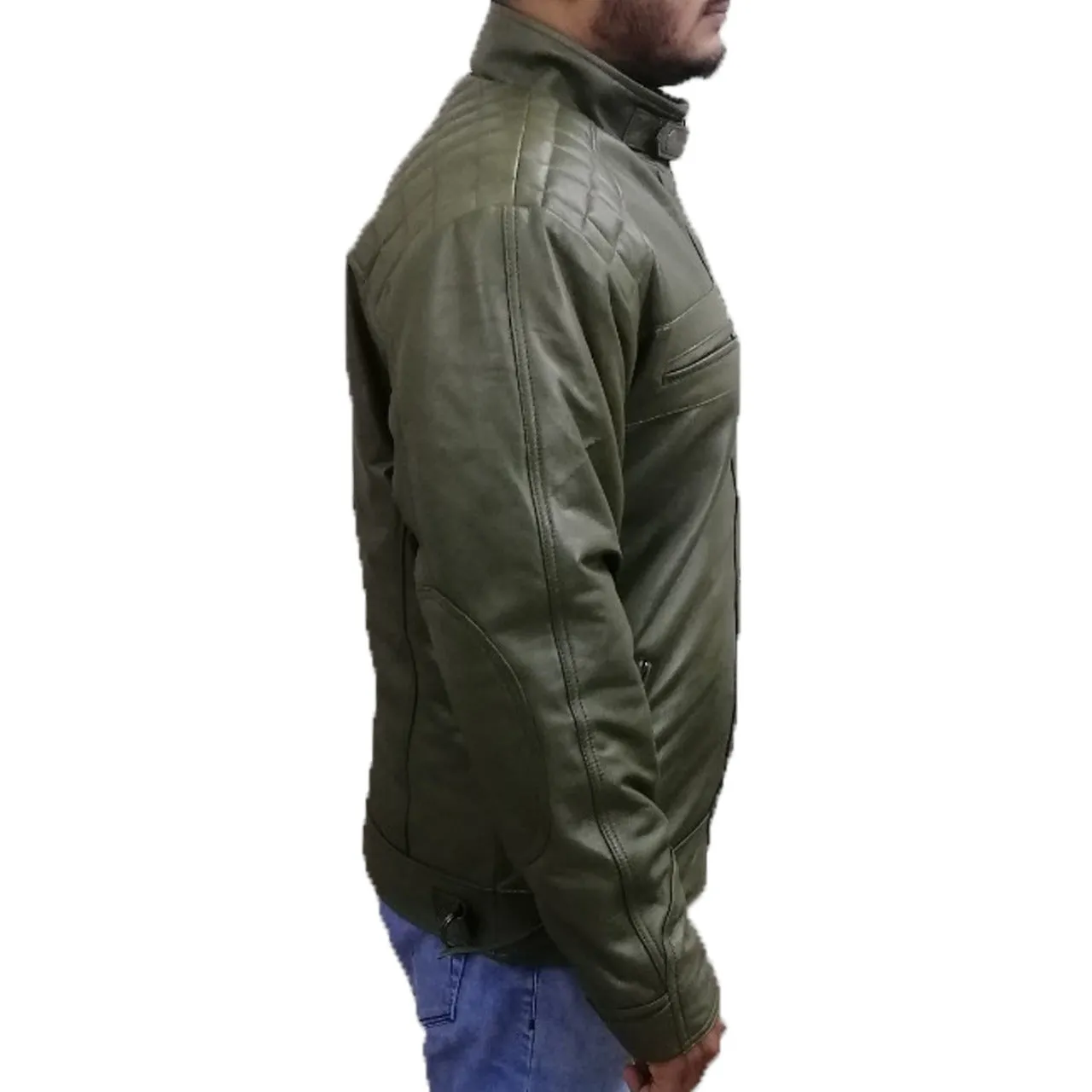 Quilted Green Leather Jacket