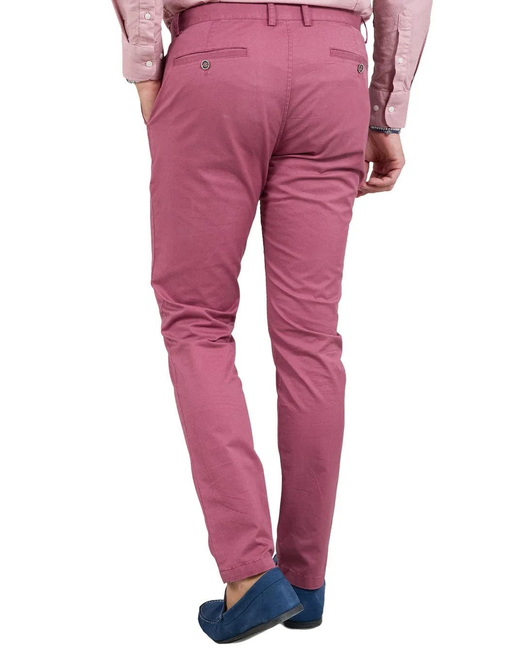 Raspberry Twill Stretch Cotton Chino Trousers