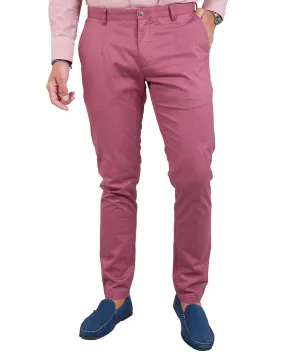 Raspberry Twill Stretch Cotton Chino Trousers