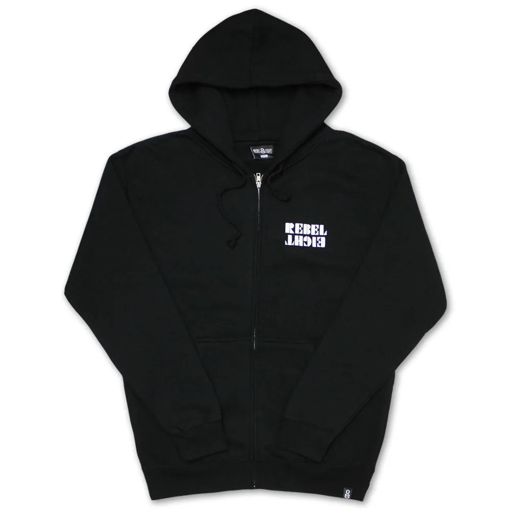 Rebel8 Overspray Zip Up Hoodie Black