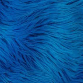 Royal Blue Mongolian Long Pile Faux Fur Fabric