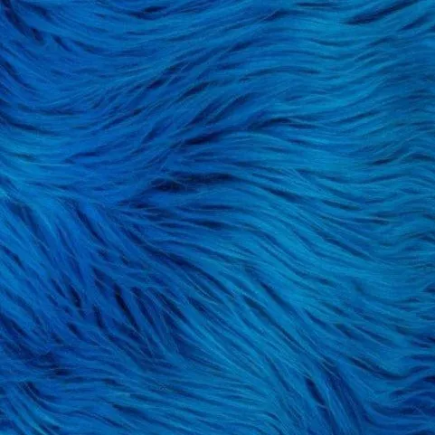 Royal Blue Mongolian Long Pile Faux Fur Fabric