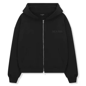 SIARR Black Zip-Up Hoodie