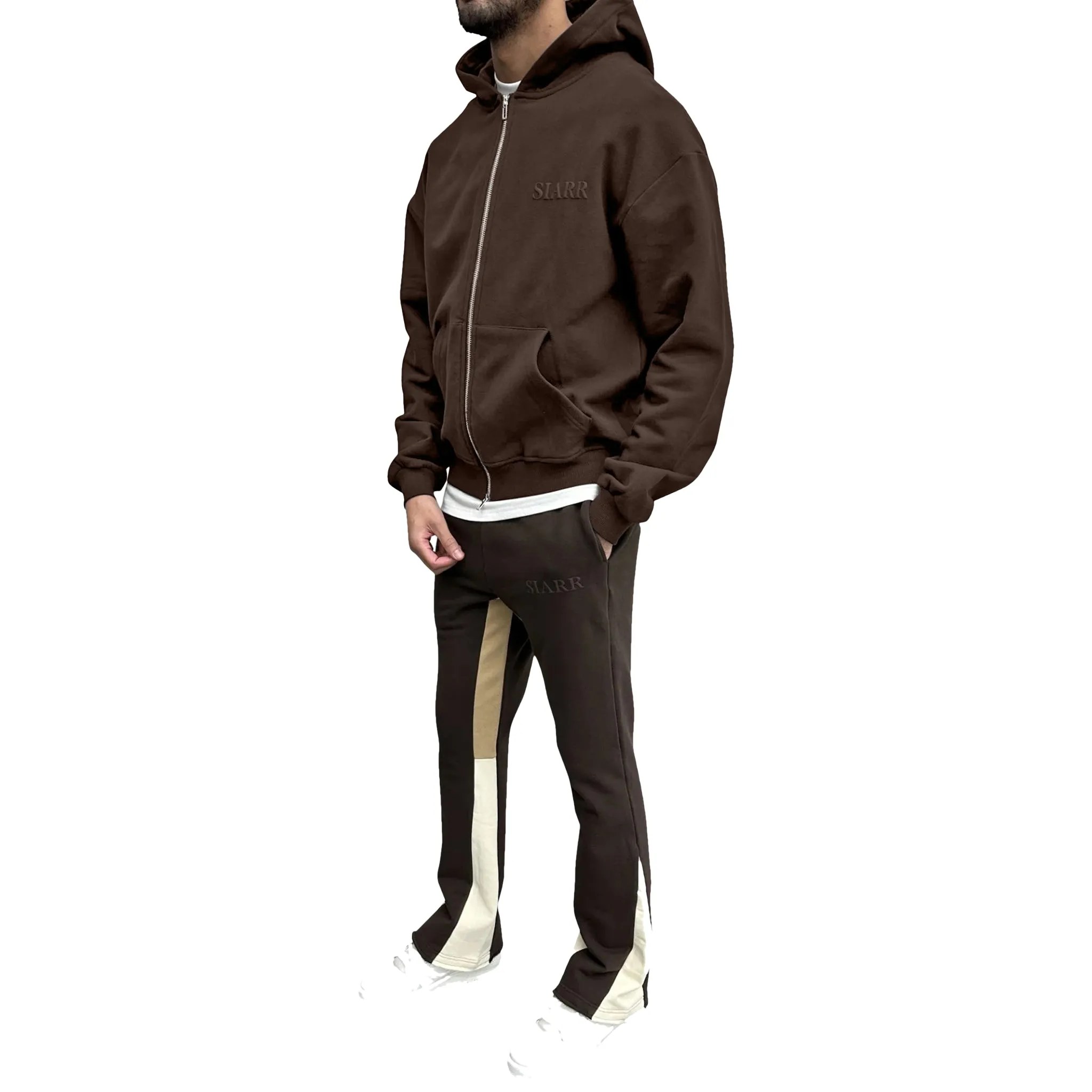 SIARR Brown Zip-Up Hoodie