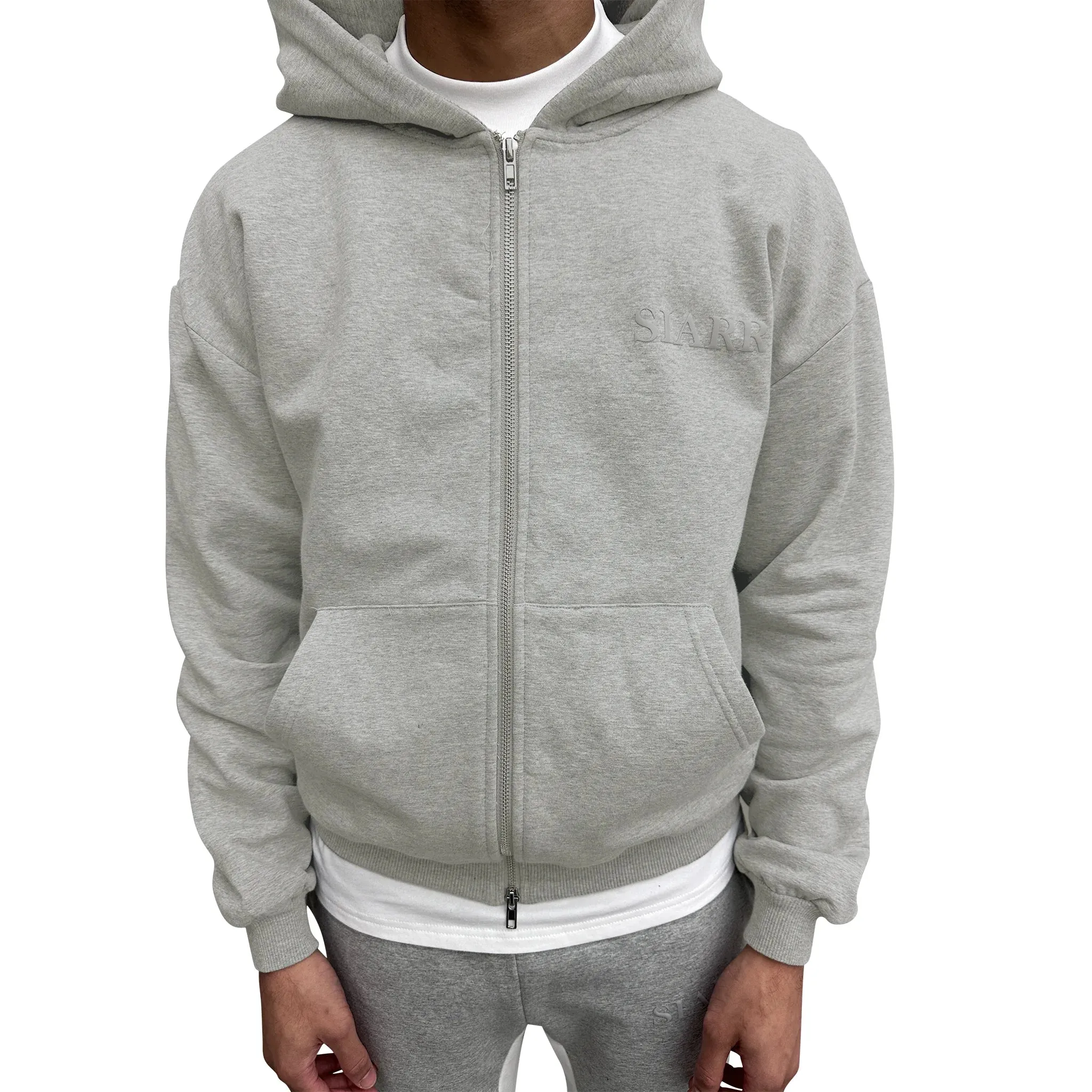 SIARR Light Grey Zip-Up Hoodie