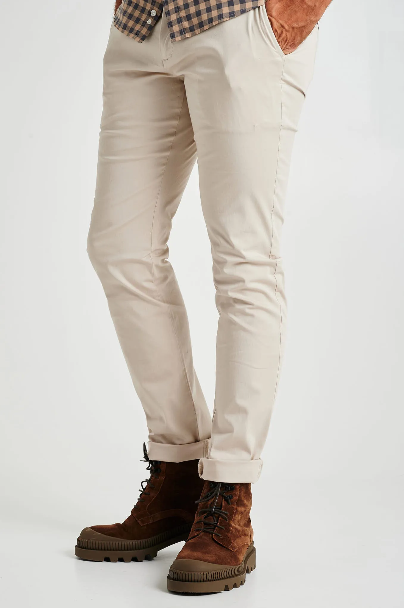 Slim fit plain organic cotton chino trousers