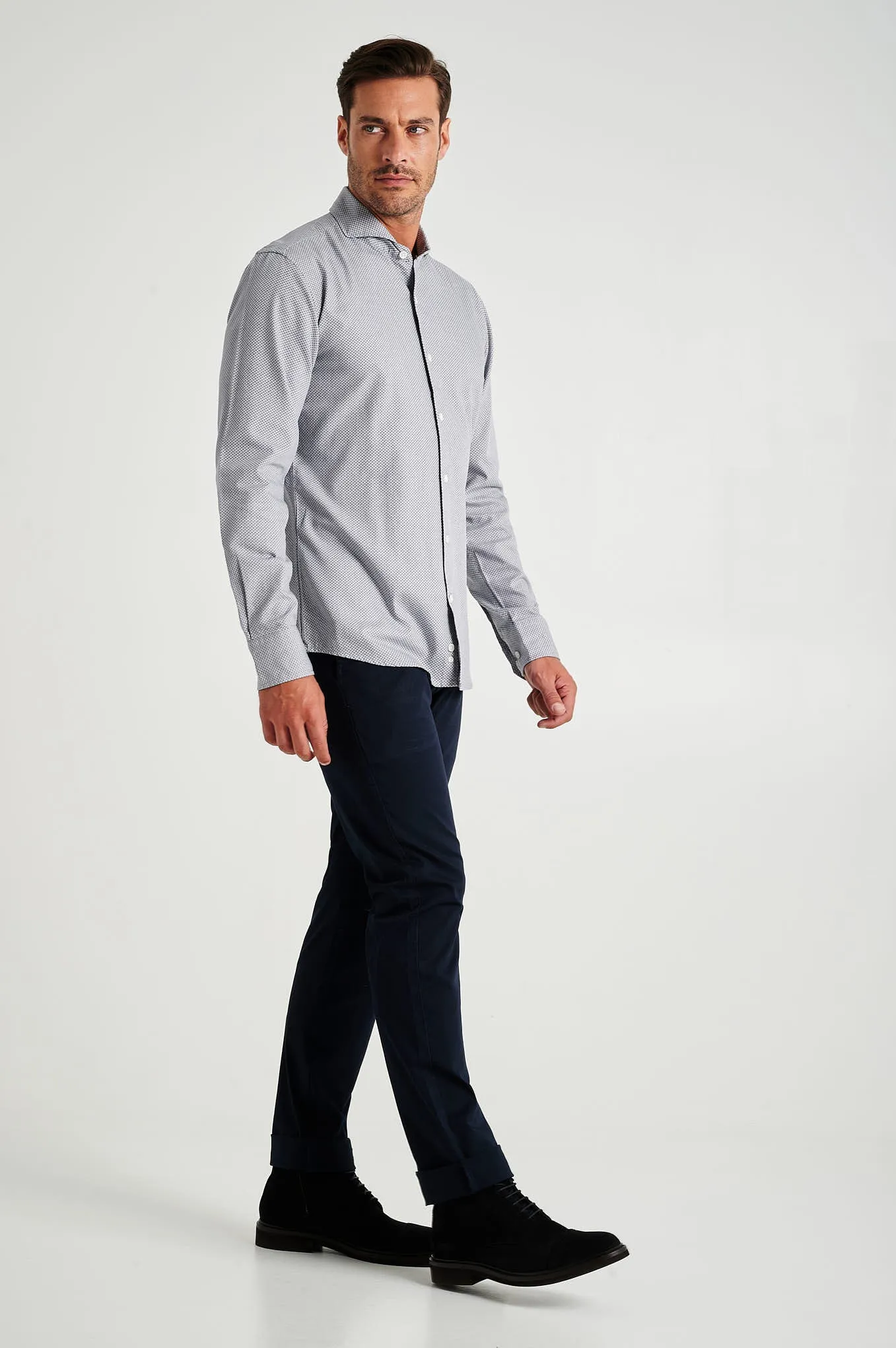 Slim fit plain organic cotton chino trousers