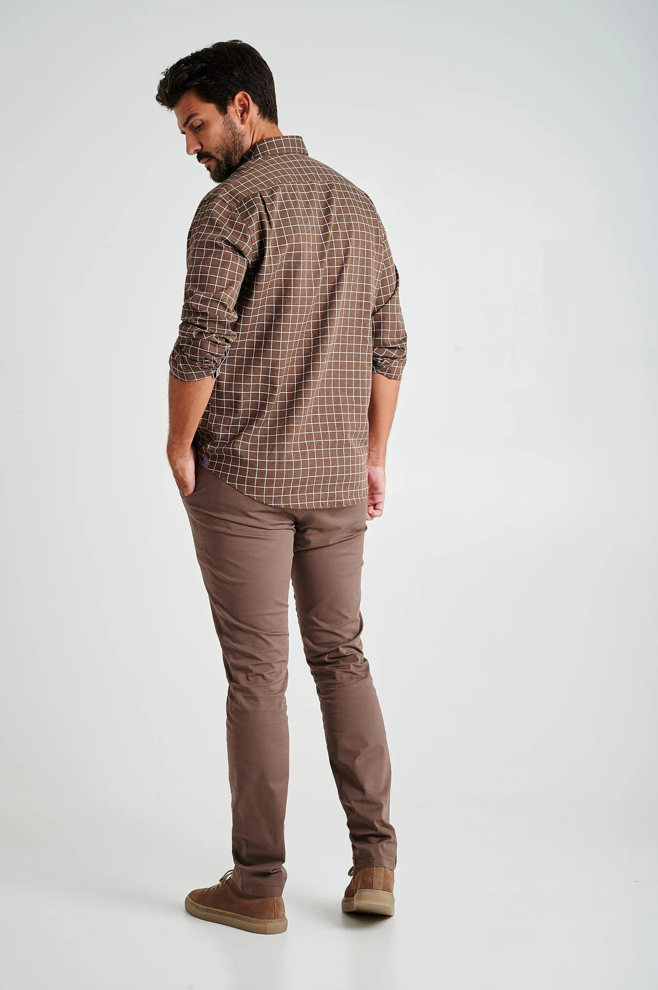 Slim fit plain organic cotton chino trousers