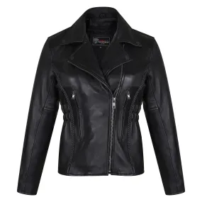 VL615S Vance Leather Ladies Standard Leather Braid and Stud Motorcycle Leather Jacket