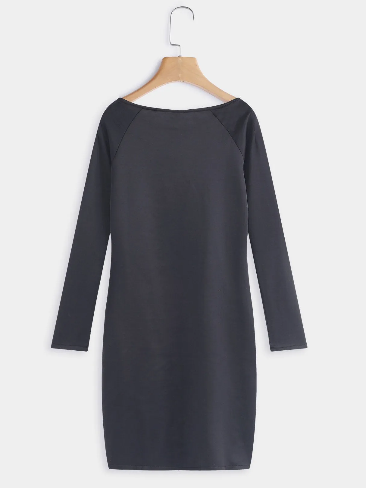 Wholesale Black Round Neck Long Sleeve Plain Cut Out Dresses