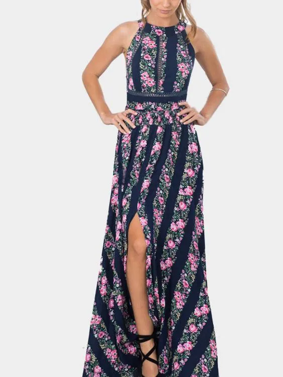 Wholesale Sleeveless Floral Print Maxi Dresses