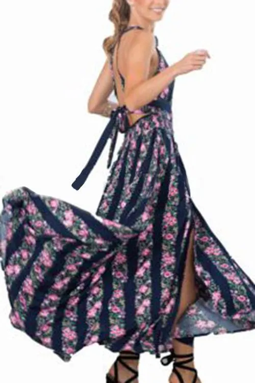 Wholesale Sleeveless Floral Print Maxi Dresses