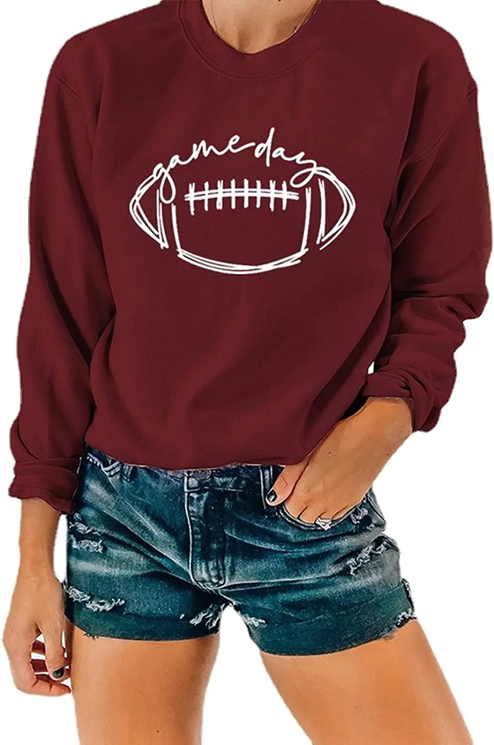 Women Game Day Sweatshirt Football Game Day Long Sleeve Clothing