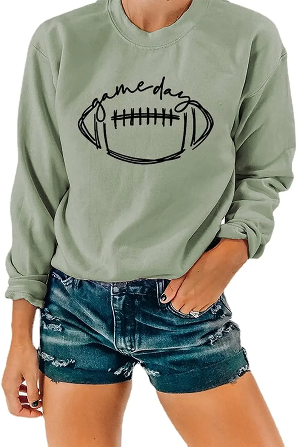 Women Game Day Sweatshirt Football Game Day Long Sleeve Clothing