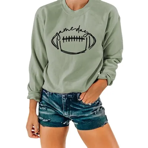 Women Game Day Sweatshirt Football Game Day Long Sleeve Clothing