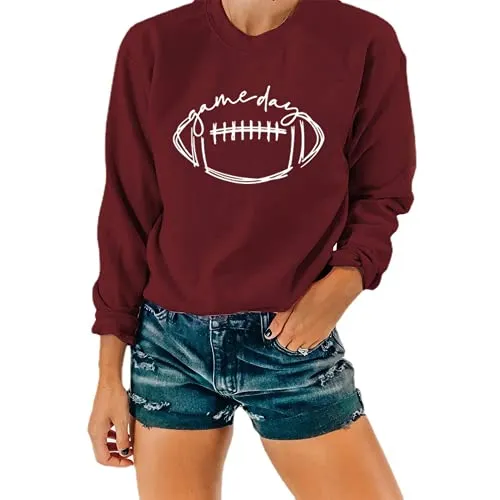 Women Game Day Sweatshirt Football Game Day Long Sleeve Clothing