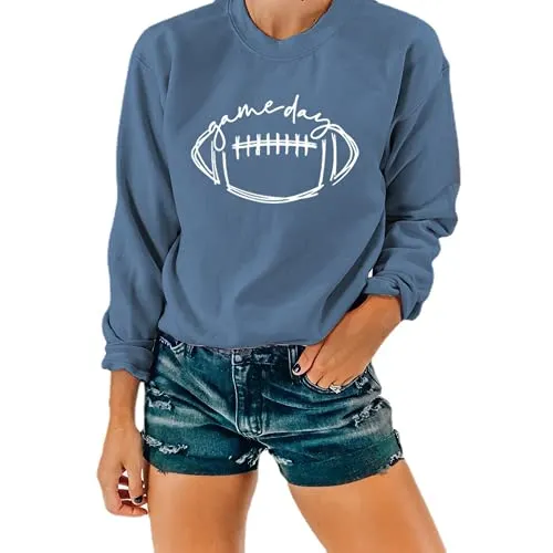 Women Game Day Sweatshirt Football Game Day Long Sleeve Clothing