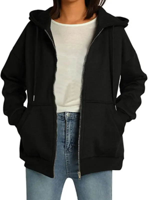 Women's Casual Zip Up Thick Hoodie