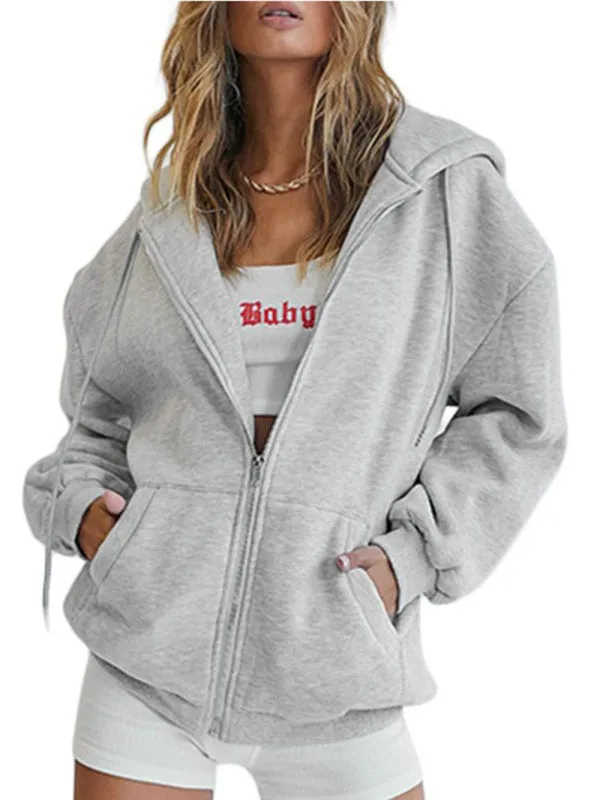 Women's Casual Zip Up Thick Hoodie