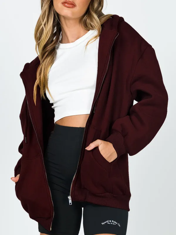 Women's Casual Zip Up Thick Hoodie